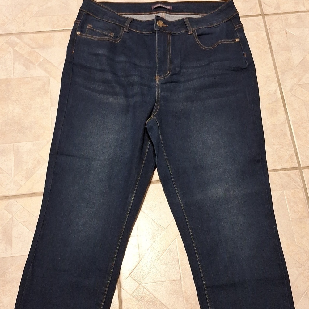 Q women's Silver Crush blue stretch skinny jeans size 16W  EUC